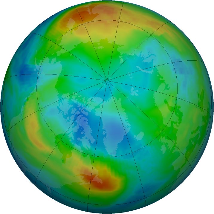 Arctic ozone map for 26 November 1985